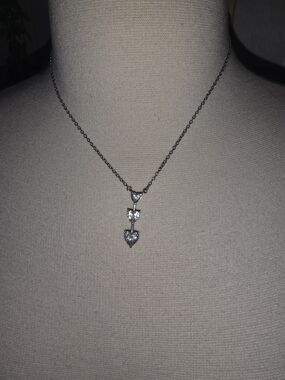 Triple Heart Pendant Necklace - Silver